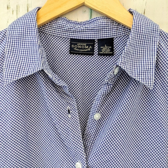 3/$20 Vintage Sonoma Gingham Collar Button Up Top - Picture 6 of 6